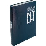 bíblia de estudo ntlh - capa couro azul