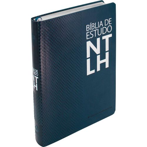 bíblia de estudo ntlh - capa couro azul