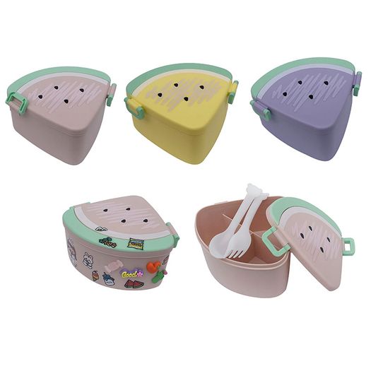 marmita melância com talheres e adesivos diversas cores marmita melância com talheres e adesivos diversas cores