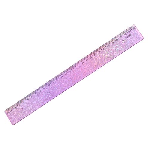 régua 30cm new line holográfica glitter lilás waleu