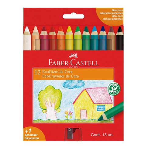 giz de cera ecogiz 12 cores + apontador