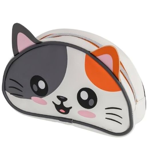 estojo simples grande best friend gato branco e laranja