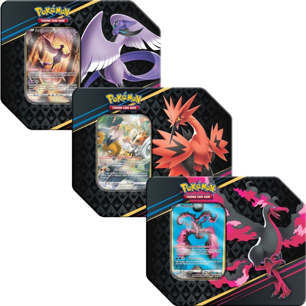Kit 3 Cartas Pokémon Moltres Articuno Zapdos Lendáios