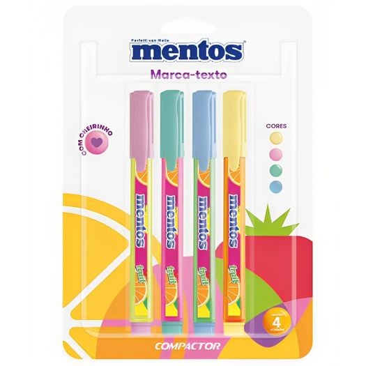 caneta marca texto destaq mentos 4 cores pastel compactor blister caneta marca texto destaq mentos 4 cores pastel compactor blister