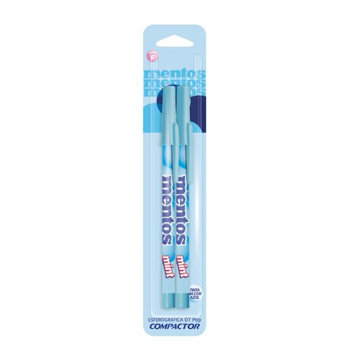 caneta esferográfica 07pop mentos azul pastel com 2un compactor blister