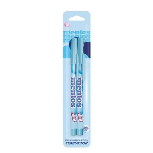 caneta esferográfica 07pop mentos azul pastel com 2un compactor blister caneta esferográfica 07pop mentos azul pastel com 2un compactor blister