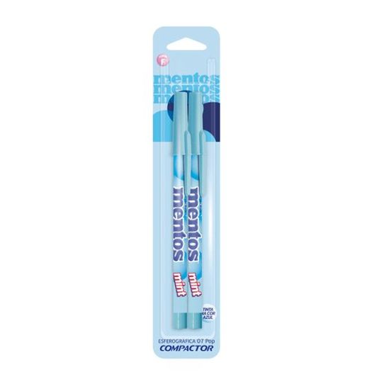 caneta esferográfica 07pop mentos azul pastel com 2un compactor blister
