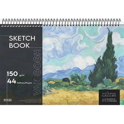 caderno sketchbook 44 folhas 150 gramas espiral the national gallery sem pauta sd