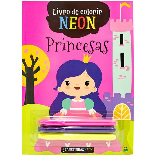 livro de colorir neon - princesas