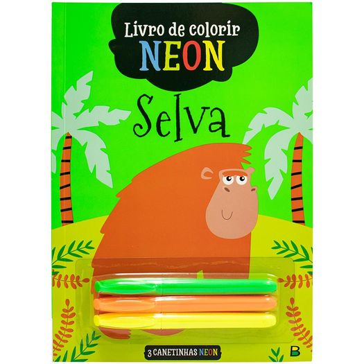 livro de colorir neon - selva