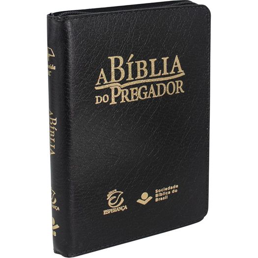 bíblia do pregador media - letra normal - preta com zíper bíblia do pregador media - letra normal - preta com zíper