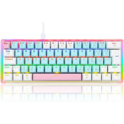teclado-mecanico-akali-keycaps-rosa-azul-e-branco-rainbow-switch-marrom--k642r-pbw----redragon