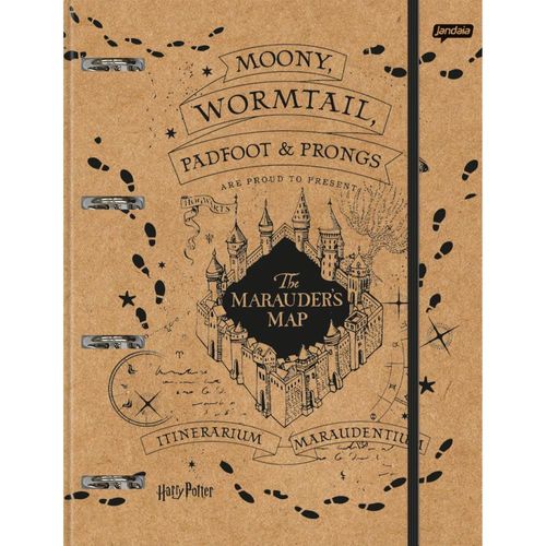 caderno fichário com elástico 80 folhas harry potter jandaia