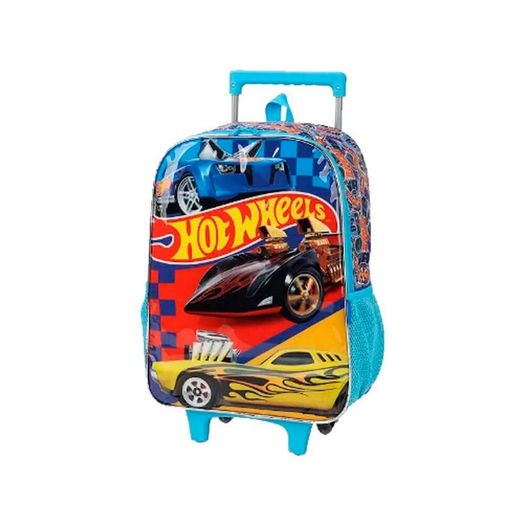 mochila com rodinha hot wheels azul metálico luxcel mochila com rodinha hot wheels azul metálico luxcel