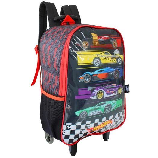 mochila com rodinha hot wheels preto e vermelho mochila com rodinha hot wheels preto e vermelho