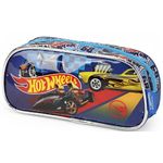 estojo simples hot wheels azul metálico  luxcel