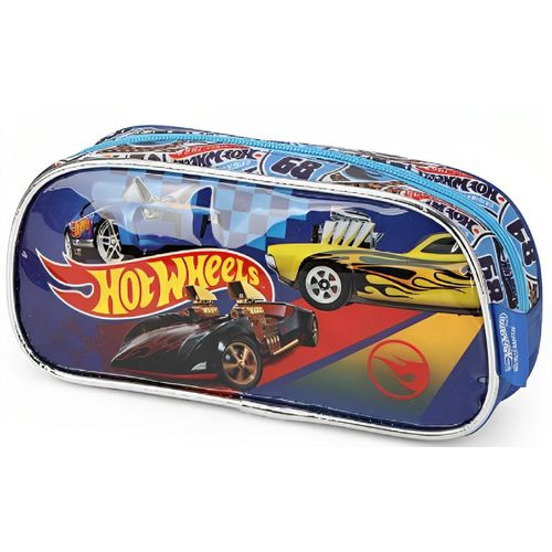 estojo simples hot wheels azul metálico  luxcel