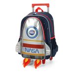 mochila com rodinha nasa foguete vermelho e azul mochila com rodinha nasa foguete vermelho e azul