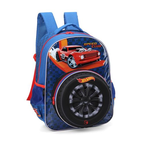 mochila com alca hot wheels roda azul
