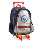 mochila com rodinha nasa foguete vermelho e azul mochila com rodinha nasa foguete vermelho e azul
