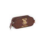 estojo duplo harry potter hogwarts marrom luxcel