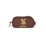 estojo duplo harry potter hogwarts marrom luxcel