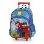 mochila com rodinha infantil super mario azul luxcel