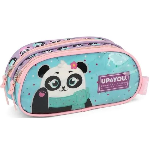 estojo duplo up4you panda verde e rosa