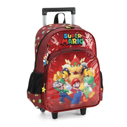 mochila com rodinha infantil super mario vinho