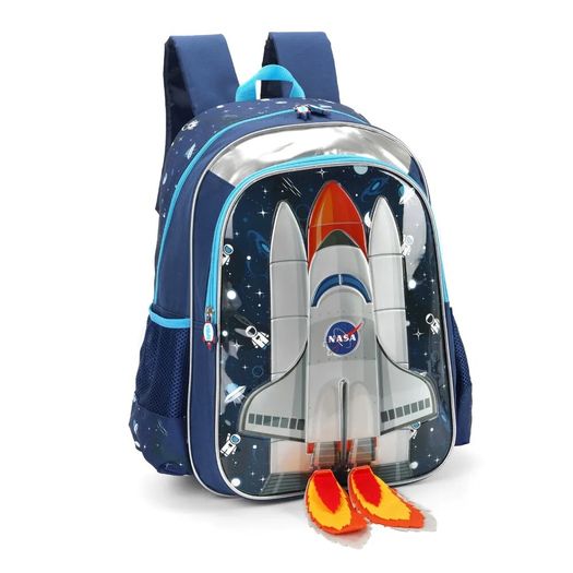 mochila com alça nasa foguete azul mochila com alça nasa foguete azul