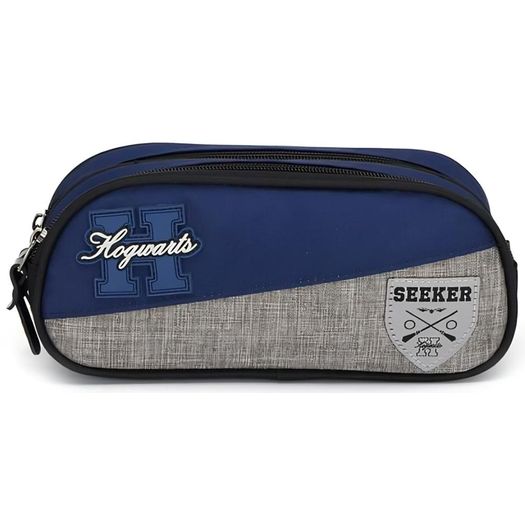 estojo duplo harry potter hogwarts azule cinza estojo duplo harry potter hogwarts azule cinza