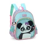mochila com alça upo4you panda lilás e verde luxcel