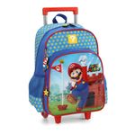 mochila com rodinha infantil super mario azul luxcel