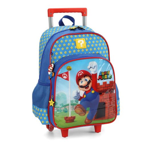 mochila com rodinha infantil super mario azul mochila com rodinha infantil super mario azul