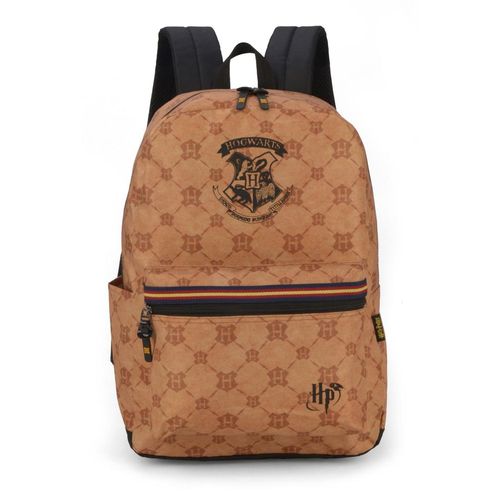 mochila com alça harry potter hogwarts marrom