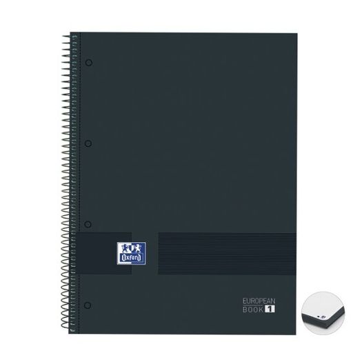 caderno universitário 1x1 80 folhas oxford preto european book 1