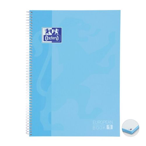 caderno universitário 1x1 80 folhas oxford azul pastel european book 1