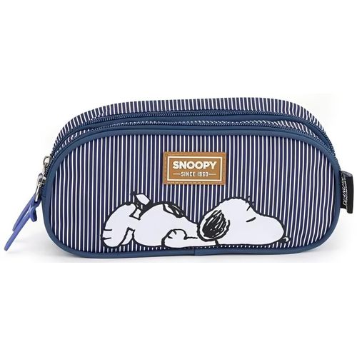 estojo duplo snoopy listras azul
