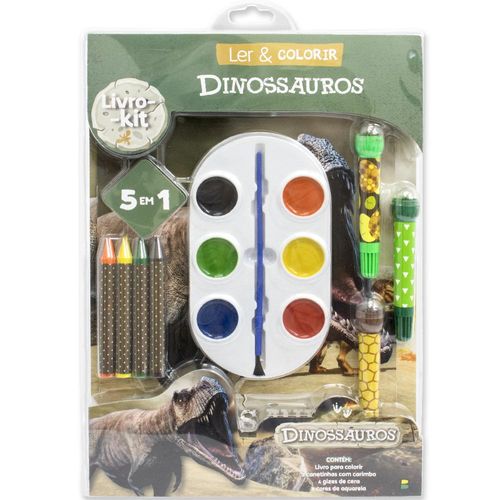 livro-kit ler & colorir - dinossauros