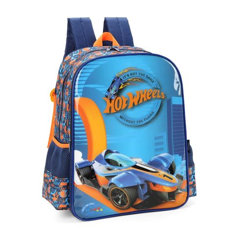 mochila com alça hot wheels azul e laranja