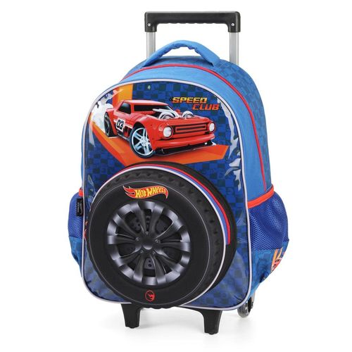mochila com rodinha hot wheels roda azul luxcel