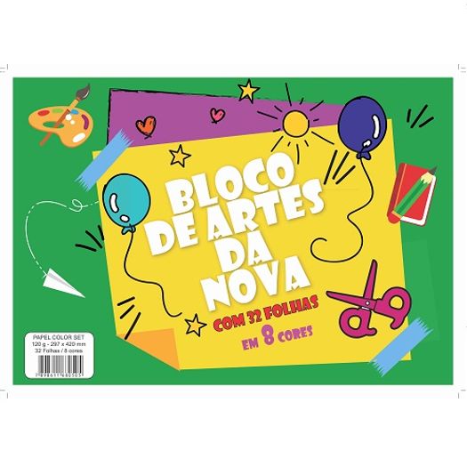 bloco criativo 230x320mm 8 cores 32f 120g nova papelaria bloco criativo 230x320mm 8 cores 32f 120g nova papelaria