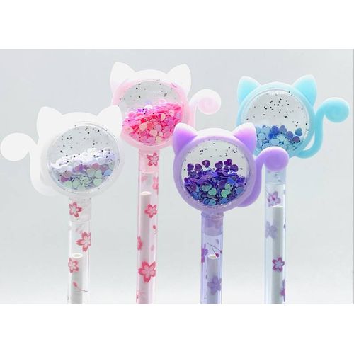 caneta esferogáfica gato rabinho diversas cores mania de sticker 12c