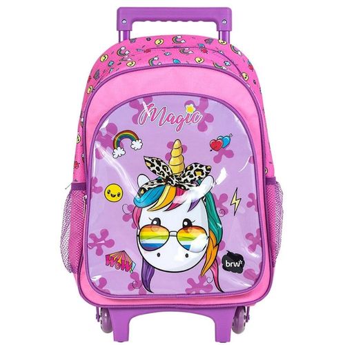 mochila com rodinha magic rosa e roxo brw