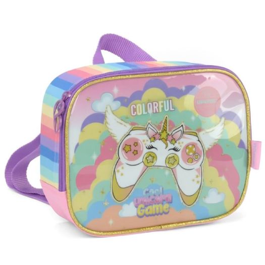 lancheira unicórnio game rosa lancheira unicórnio game rosa