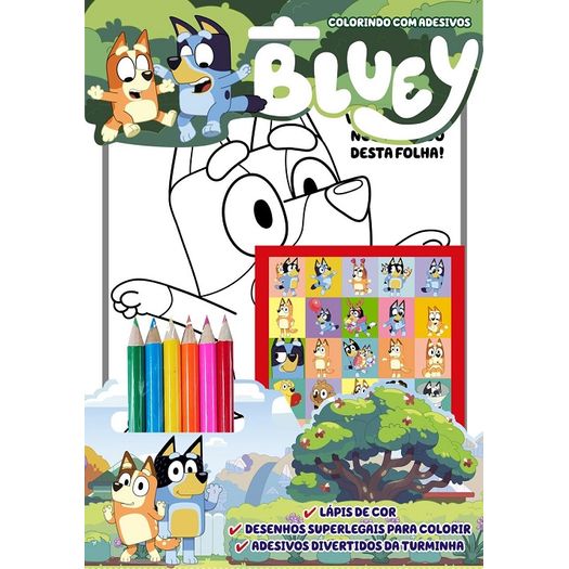 bluey colorindo com adesivos 2