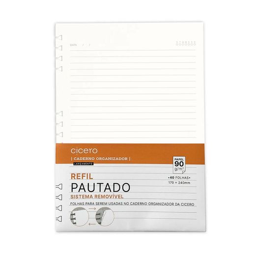 refil caderno organizador pautado 40 folhas 17x24mm cicero refil caderno organizador pautado 40 folhas 17x24mm cicero