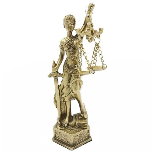 dama da justiça resina dourada 14cm