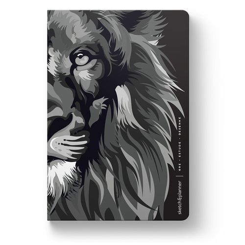 sketch & planner - lion colors black & white