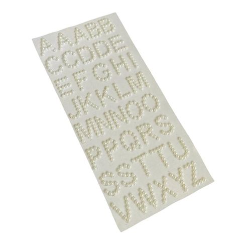 adesivo alfabeto pérola branco arte montagem